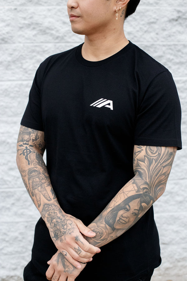 Oblique "A" Curved Hem Tee - Black