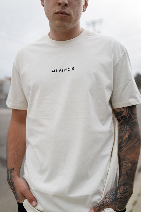 Script Curved Hem Tee - Natural