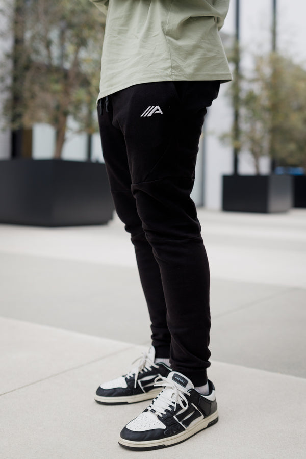 Oblique "A" Mineral Wash Joggers - Black