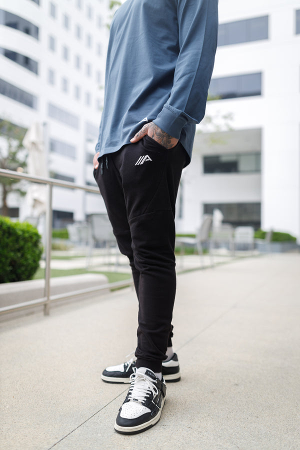 Oblique "A" Mineral Wash Joggers - Black