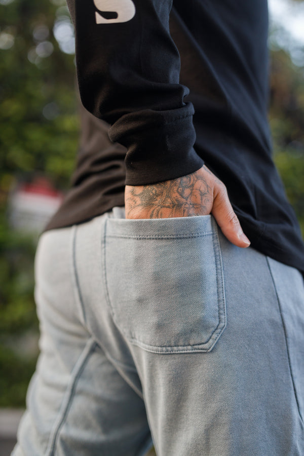 Oblique "A" Mineral Wash Joggers - Blue