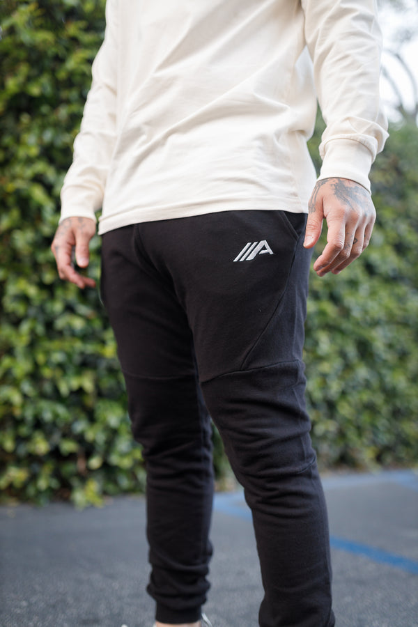 Oblique "A" Mineral Wash Joggers - Black