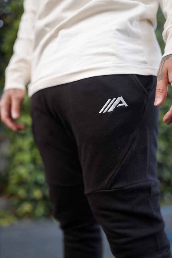 Oblique "A" Mineral Wash Joggers - Black