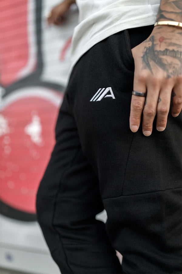 Oblique "A" Embroidered Joggers - Black