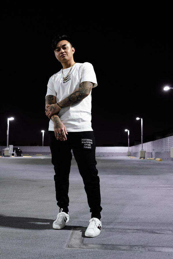 Embroidered NHON Joggers - Black
