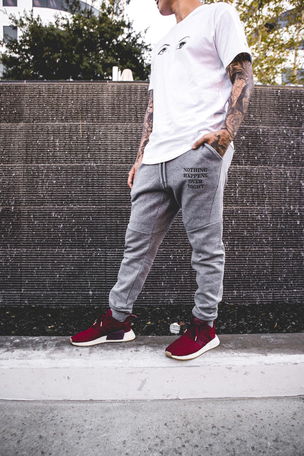 Embroidered NHON Joggers - Grey