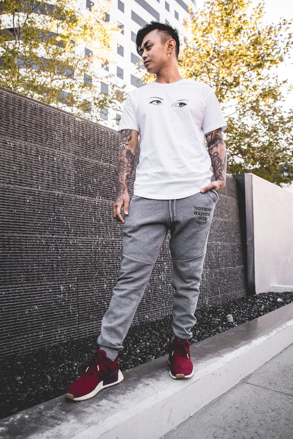 Embroidered NHON Joggers - Grey