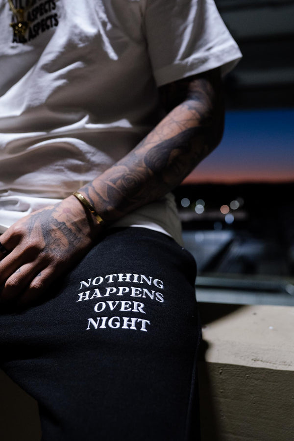 Embroidered NHON Joggers - Black