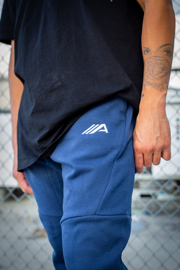 Oblique "A" Embroidered Joggers - Blue