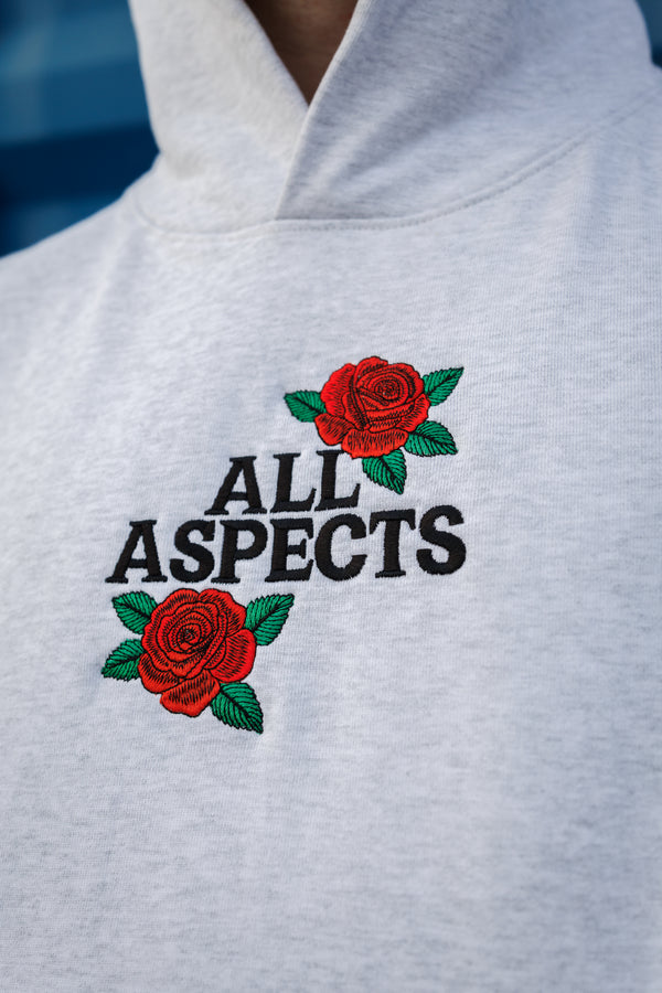 Roses Embroidered Hoodie - Ash Grey