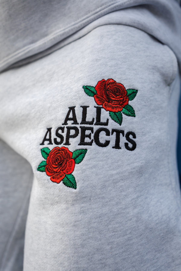 Roses Embroidered Sweats - Ash Grey
