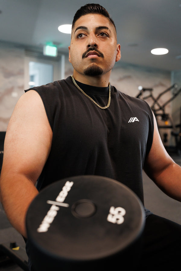 Raised "A" Muscle Tank - Black