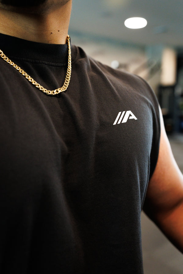 Raised "A" Muscle Tank - Black