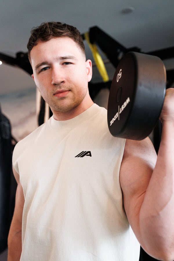 Raised "A" Muscle Tank - Ecru