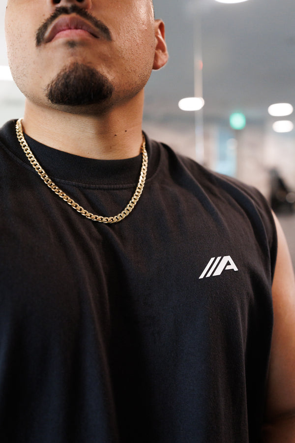 Raised "A" Muscle Tank - Black