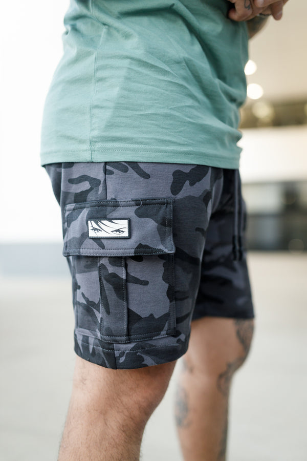 Oblique "A" Cargo Shorts - Grey Camo