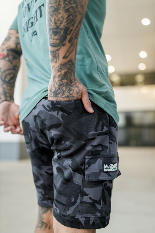 Oblique "A" Cargo Shorts - Grey Camo