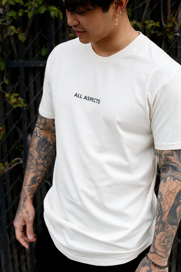 Script Curved Hem Tee - Natural