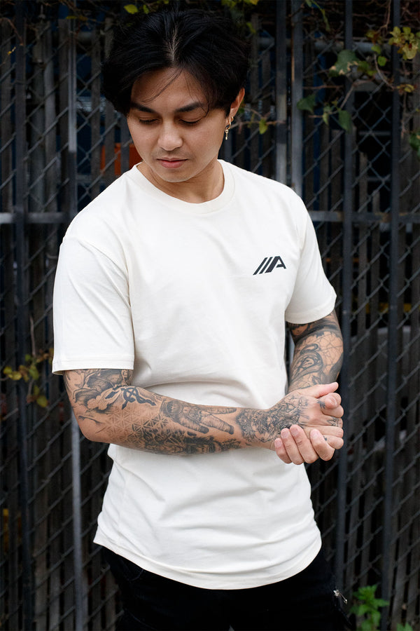 Oblique "A" Curved Hem Tee - Natural