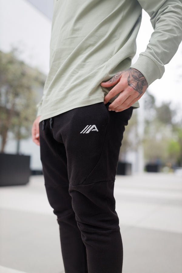 Oblique "A" Mineral Wash Joggers - Black