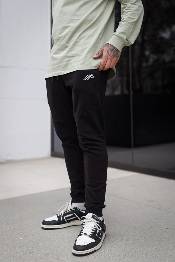 Oblique "A" Mineral Wash Joggers - Black
