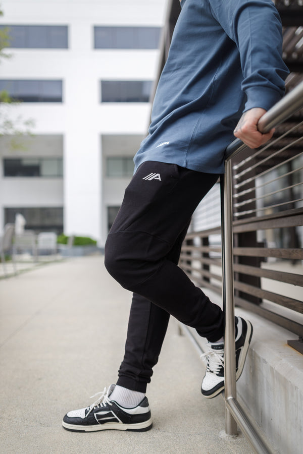 Oblique "A" Mineral Wash Joggers - Black