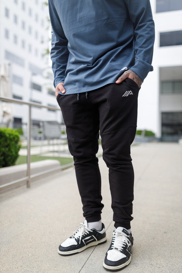 Oblique "A" Mineral Wash Joggers - Black