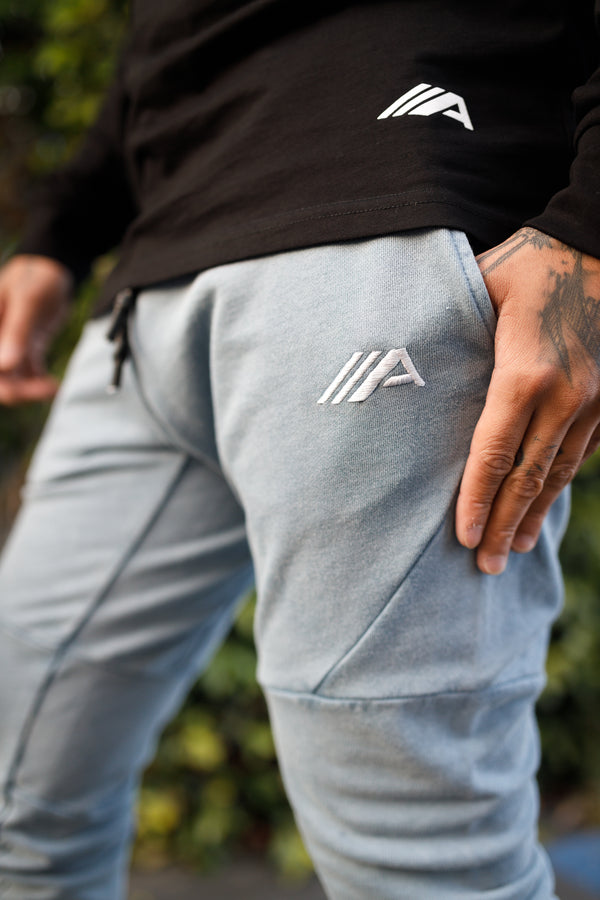 Oblique "A" Mineral Wash Joggers - Blue