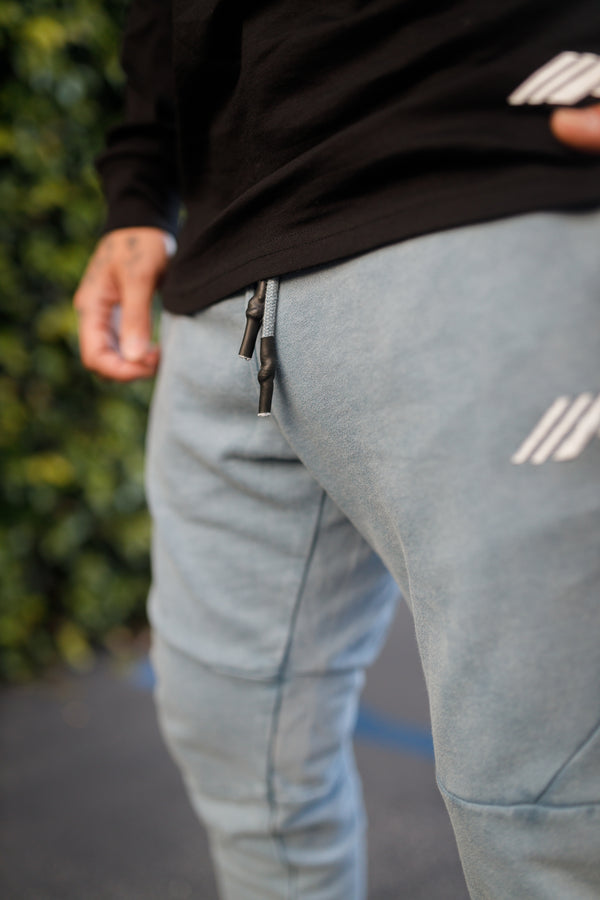 Oblique "A" Mineral Wash Joggers - Blue