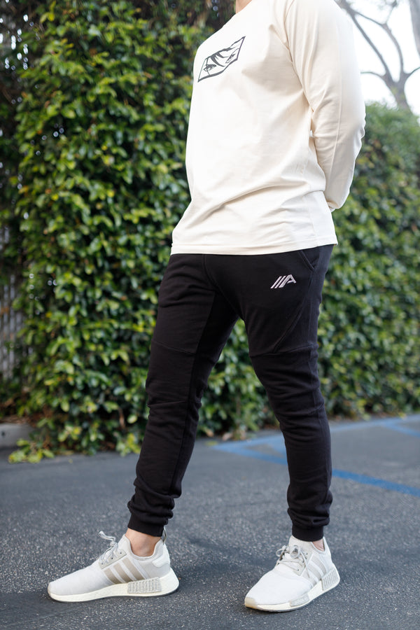 Oblique "A" Mineral Wash Joggers - Black