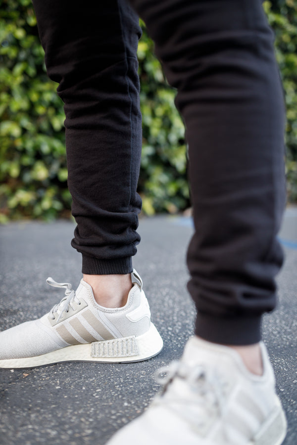 Oblique "A" Mineral Wash Joggers - Black
