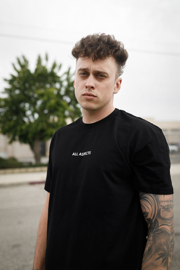 Script Curved Hem Tee - Black