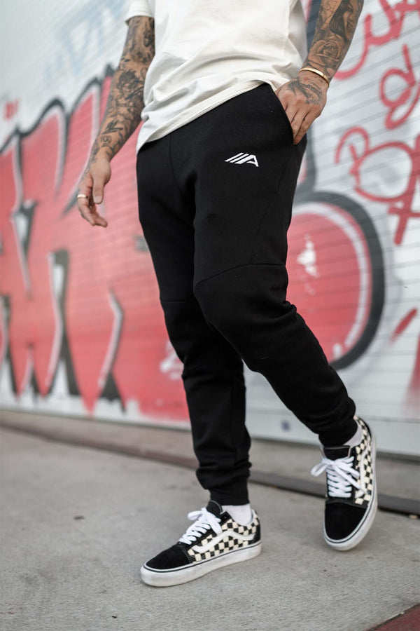 Oblique "A" Embroidered Joggers - Black