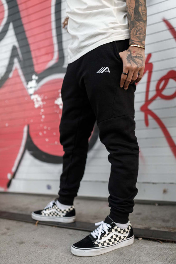 Oblique "A" Embroidered Joggers - Black