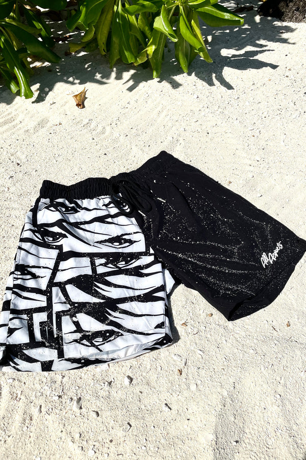 Eyes Split Boardshorts - Black/White