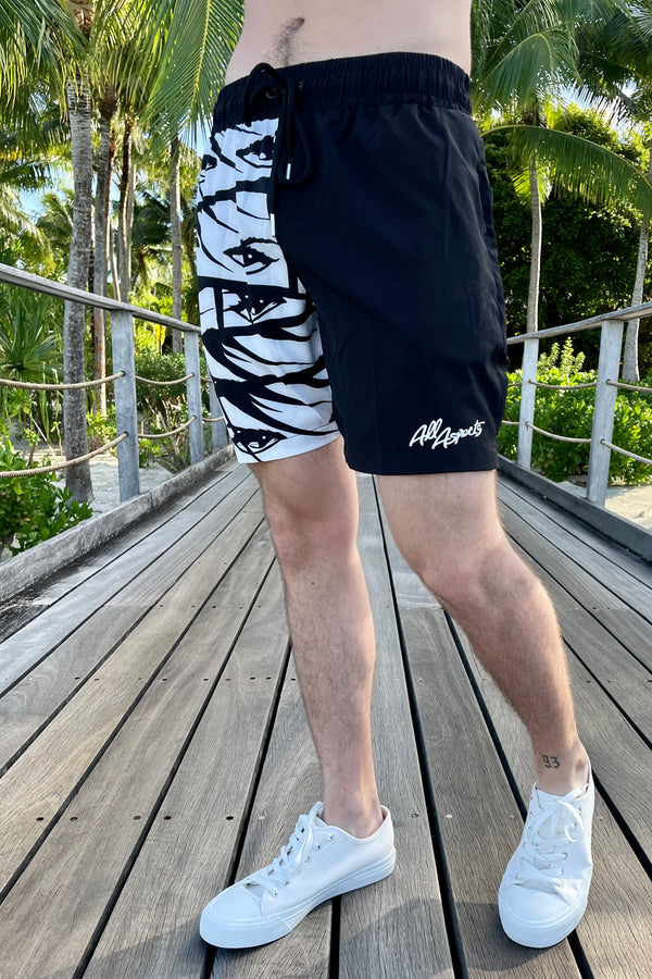 Eyes Split Boardshorts - Black/White