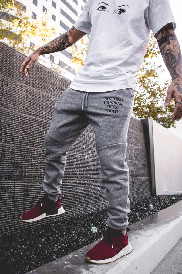 Embroidered NHON Joggers - Grey