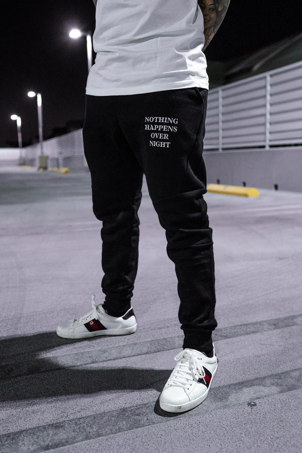 Embroidered NHON Joggers - Black