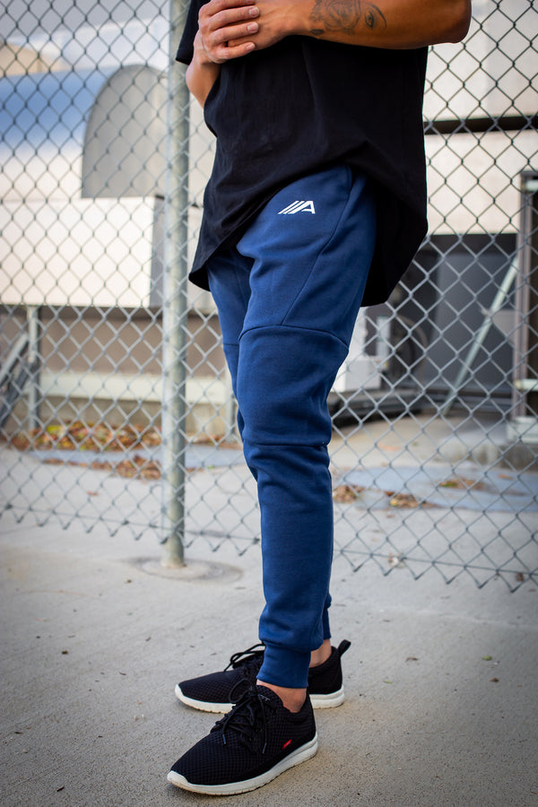 Oblique "A" Embroidered Joggers - Blue