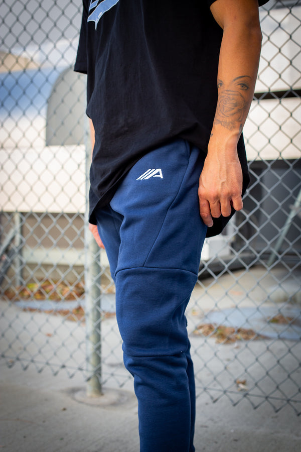 Oblique "A" Embroidered Joggers - Blue
