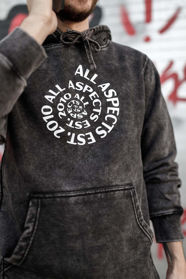 Spiral Mineral Wash Hoodie - Black