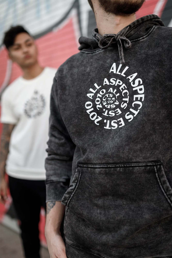 Spiral Mineral Wash Hoodie - Black
